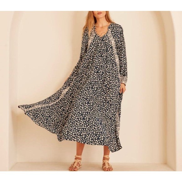 NATALIE MARTIN Fiore Short Dress Womens Small Pomegranate Blue Floral Print - Picture 3 of 16